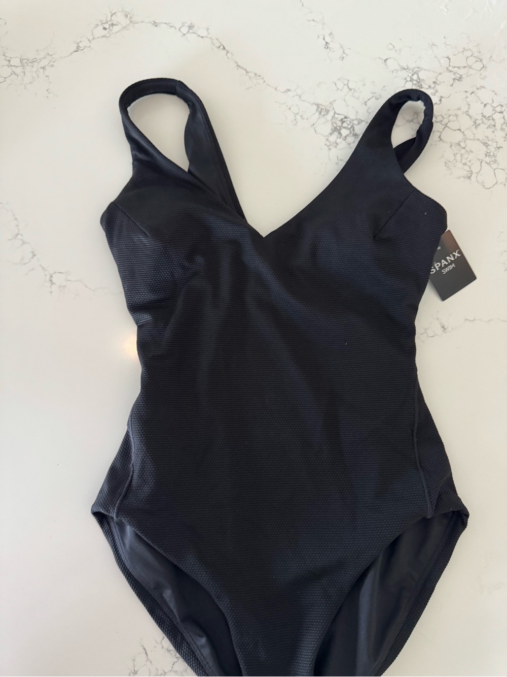 SPANX Black One-Piece
Piqué Shaping One-Piece Swimsuit